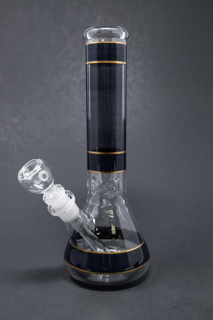10" Black w/ Gold Trimming Beaker Bong w/ Ice catcher StonedGenie.com