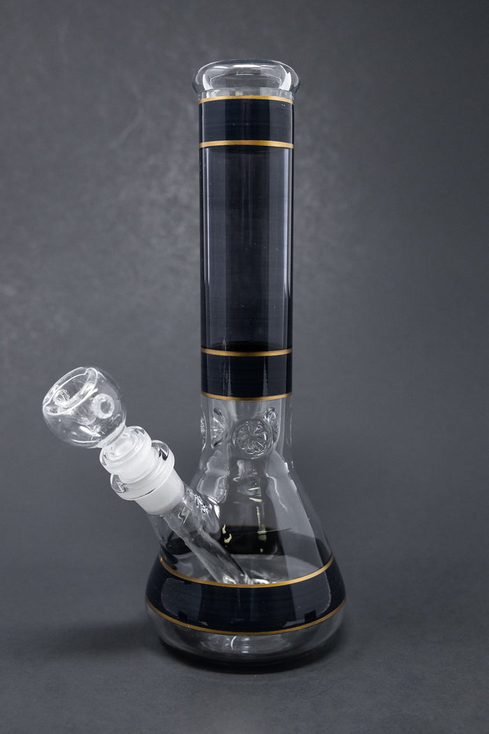 10" Black w/ Gold Trimming Beaker Bong w/ Ice catcher StonedGenie.com