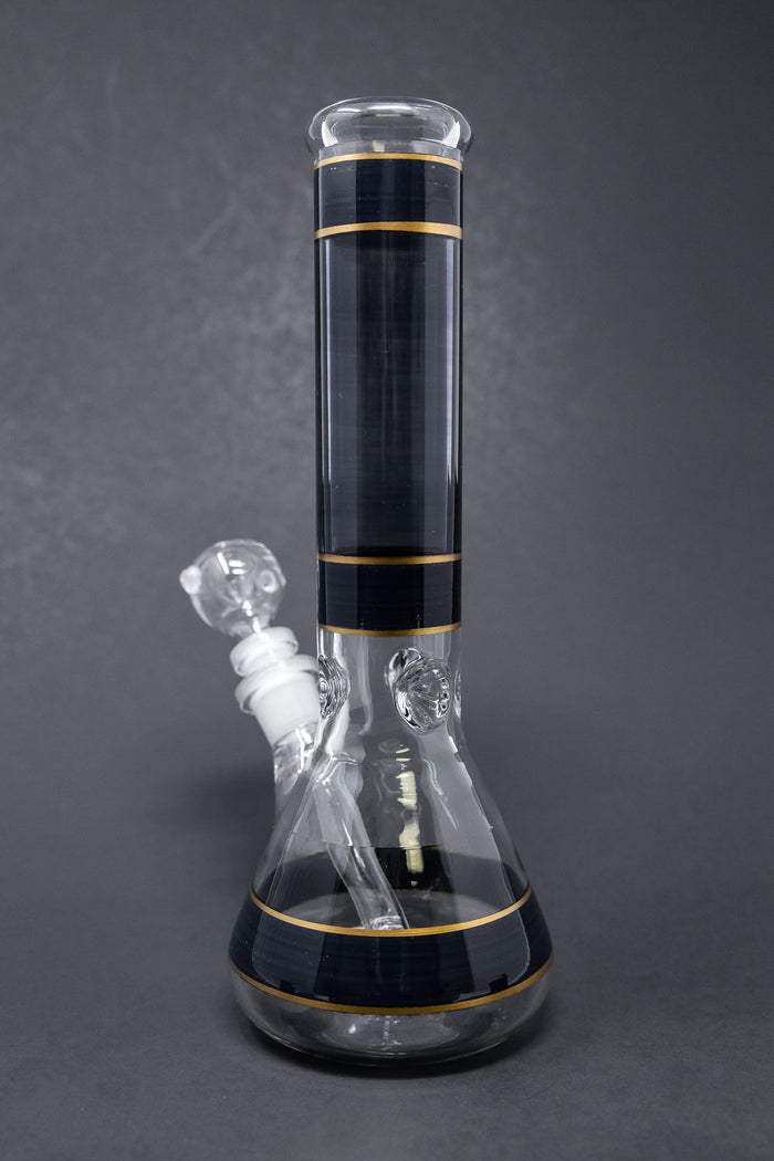 10" Black w/ Gold Trimming Beaker Bong w/ Ice catcher StonedGenie.com