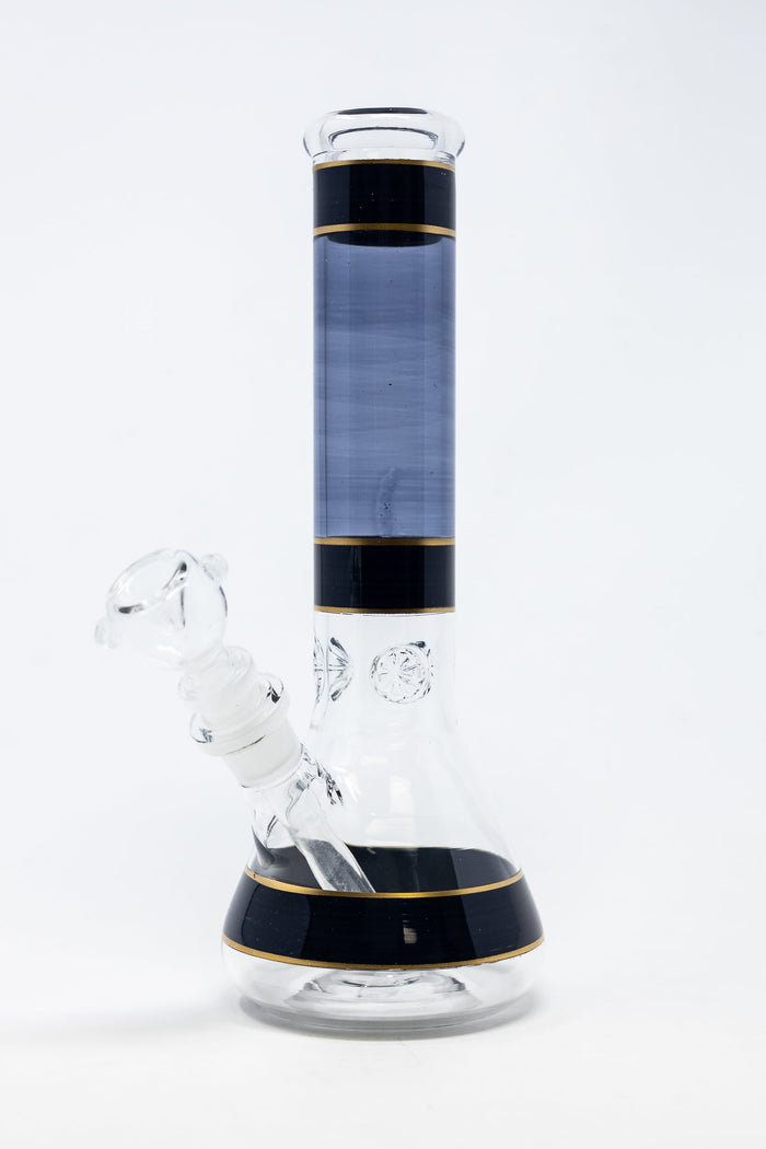 10" Black w/ Gold Trimming Beaker Bong w/ Ice catcher StonedGenie.com
