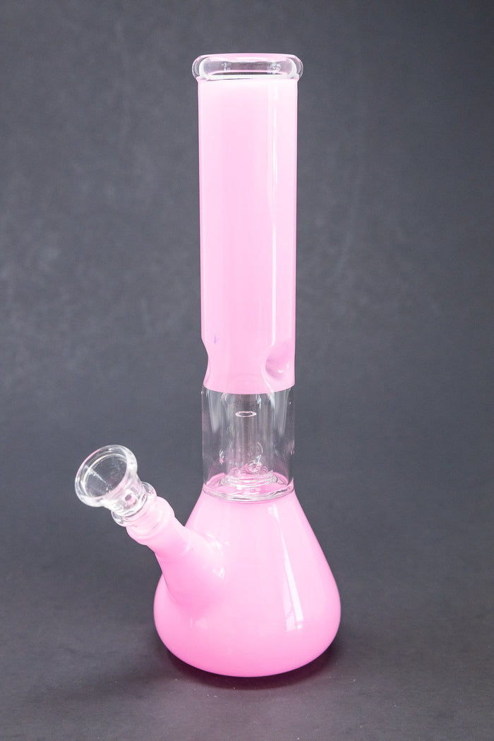 10" Milky Pink Single Percolator Bong w/ Ice Catcher StonedGenie.com