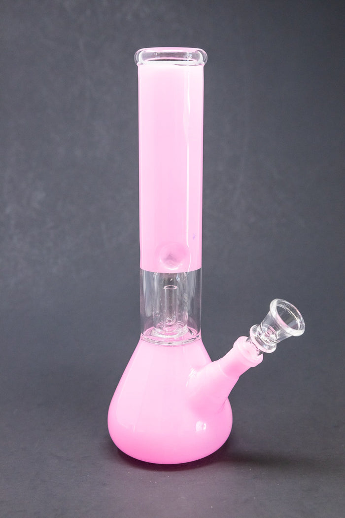 10" Milky Pink Single Percolator Bong w/ Ice Catcher StonedGenie.com