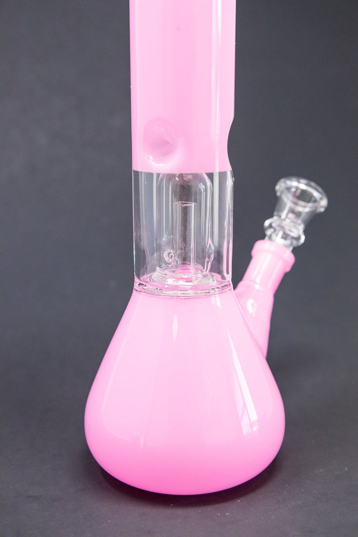 10" Milky Pink Single Percolator Bong w/ Ice Catcher StonedGenie.com