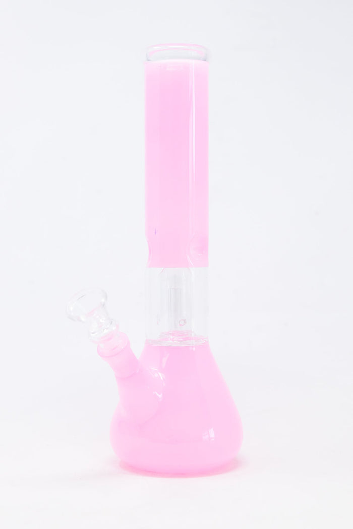 10" Milky Pink Single Percolator Bong w/ Ice Catcher StonedGenie.com