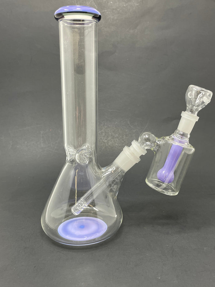 10" Purple Middle Accent Beaker Bong w/ Ash Catcher StonedGenie.com