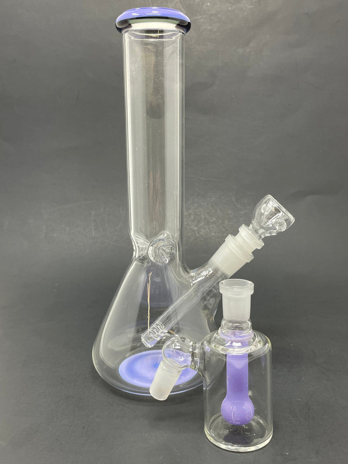 10" Purple Middle Accent Beaker Bong w/ Ash Catcher StonedGenie.com
