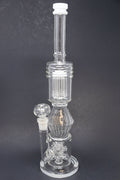 16" White Twisted Double Percolator w/ Splash Guard StonedGenie.com