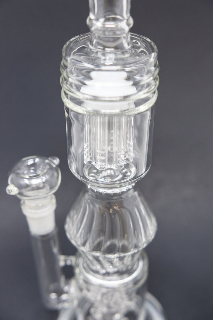 16" White Twisted Double Percolator w/ Splash Guard StonedGenie.com
