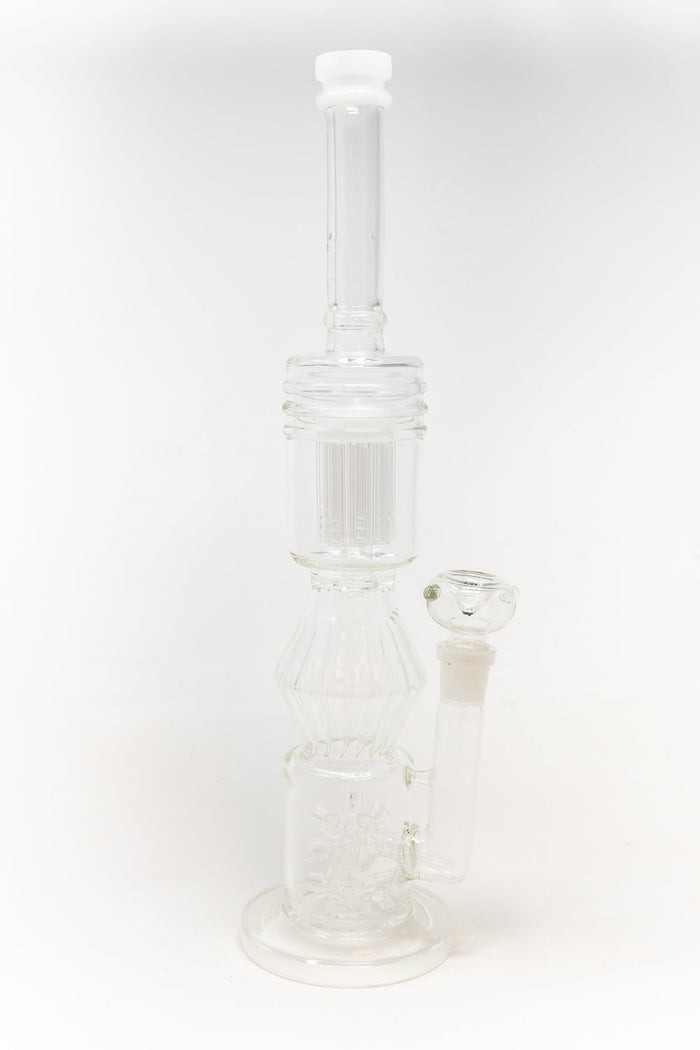 16" White Twisted Double Percolator w/ Splash Guard StonedGenie.com