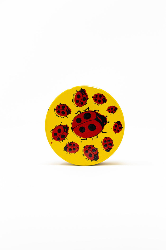 Gold 4 pc Magnetic Yellow Lady Bug Metal Grinder w/ Sharp Teeth StonedGenie.com Grinders