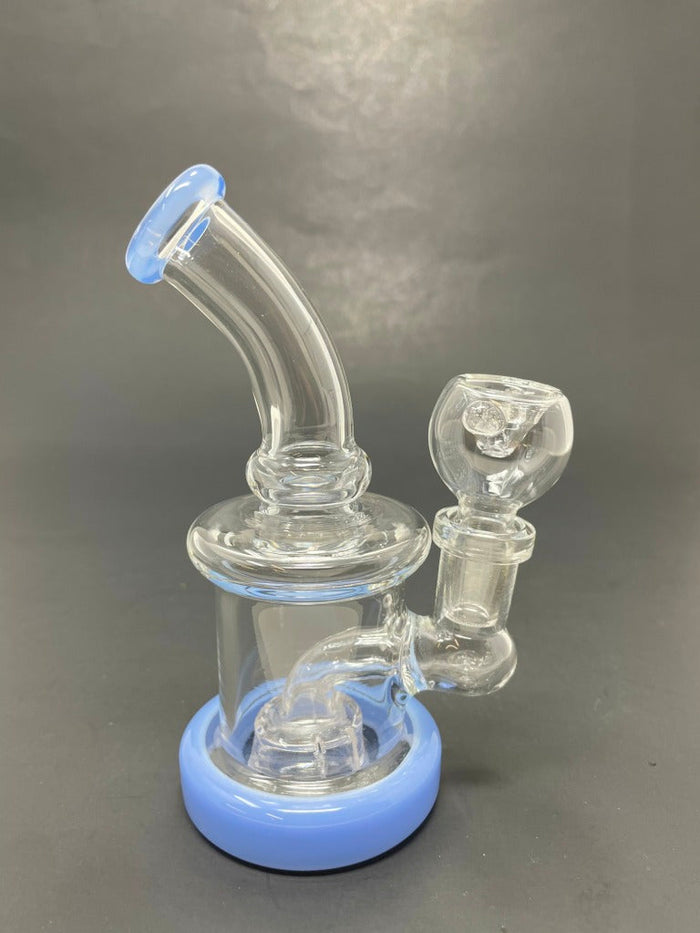 5.5" Milky Blue Mini Single Percolator Shower Bend StonedGenie.com