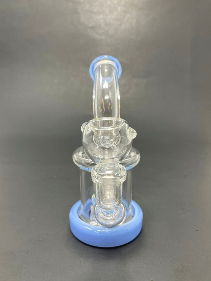 5.5" Milky Blue Mini Single Percolator Shower Bend StonedGenie.com