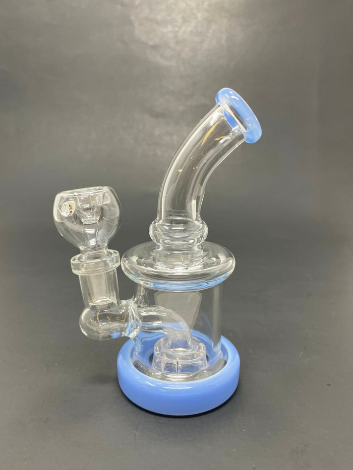 5.5" Milky Blue Mini Single Percolator Shower Bend StonedGenie.com