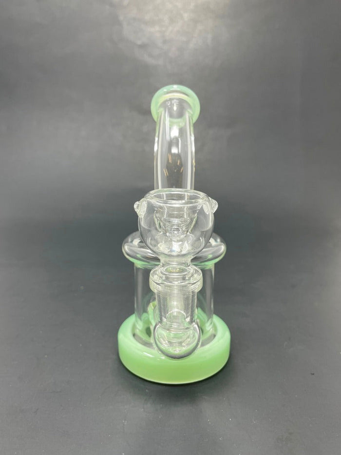 5.5" Milky Green Mini Single Percolator Shower Bend StonedGenie.com