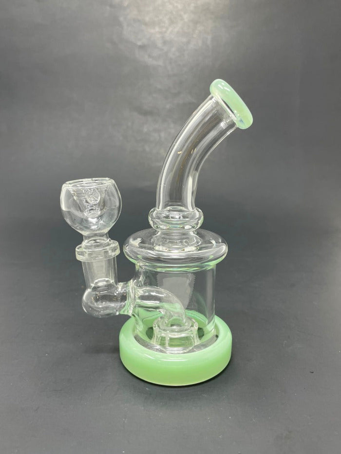 5.5" Milky Green Mini Single Percolator Shower Bend StonedGenie.com