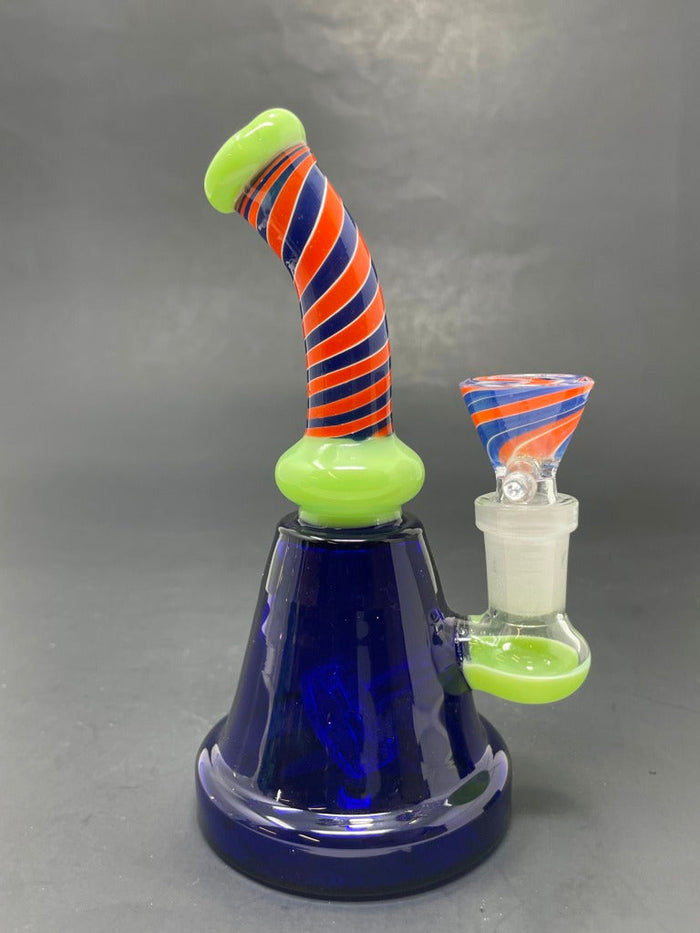 6" Green Spiral Design Bong StonedGenie.com