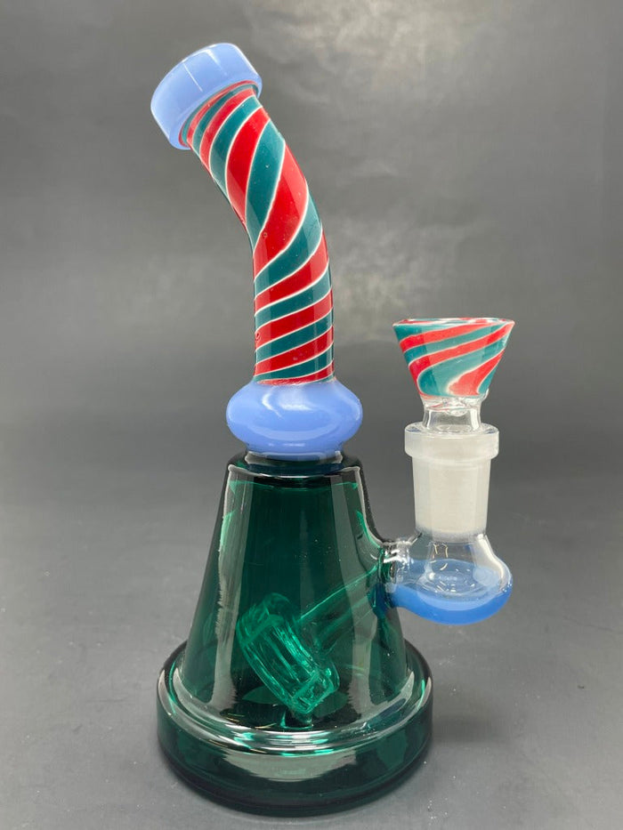 6" Milky Blue Spiral Design Bong StonedGenie.com