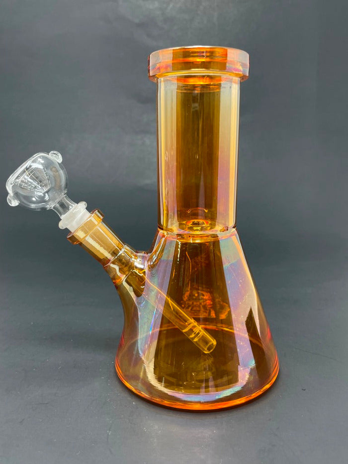 6.5" Orange Iridescent Beaker Bong StonedGenie.com