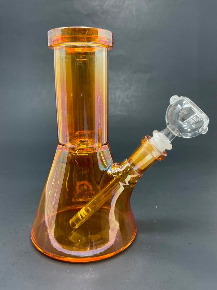 6.5" Orange Iridescent Beaker Bong StonedGenie.com