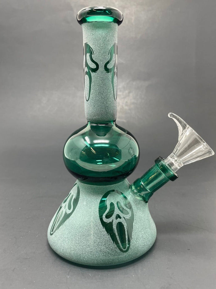 7" Dark Green Ghost Face Bong StonedGenie.com