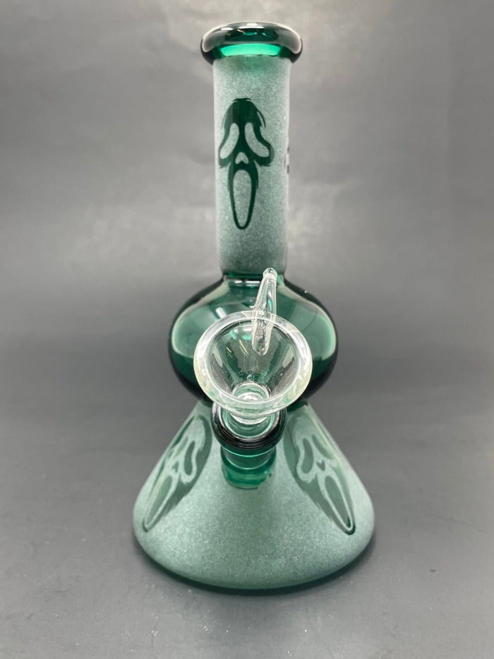 7" Dark Green Ghost Face Bong StonedGenie.com