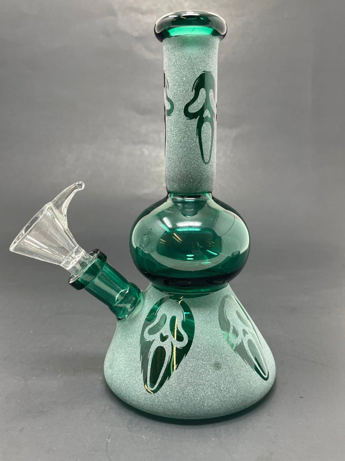 7" Dark Green Ghost Face Bong StonedGenie.com