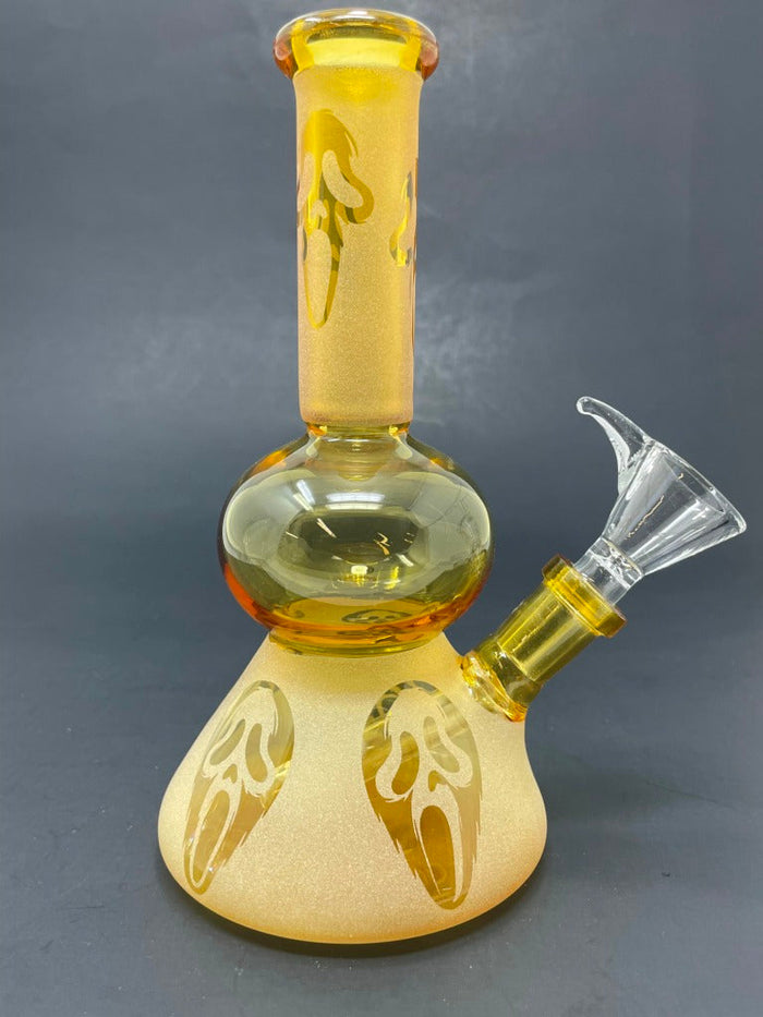 7" Gold Ghost Face Bong StonedGenie.com