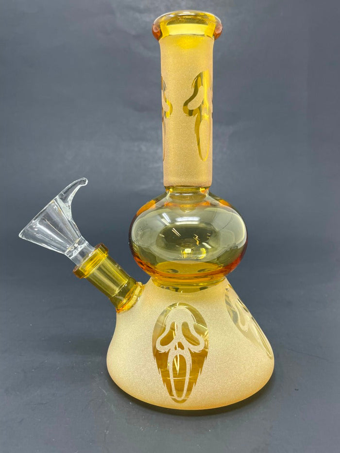 7" Gold Ghost Face Bong StonedGenie.com