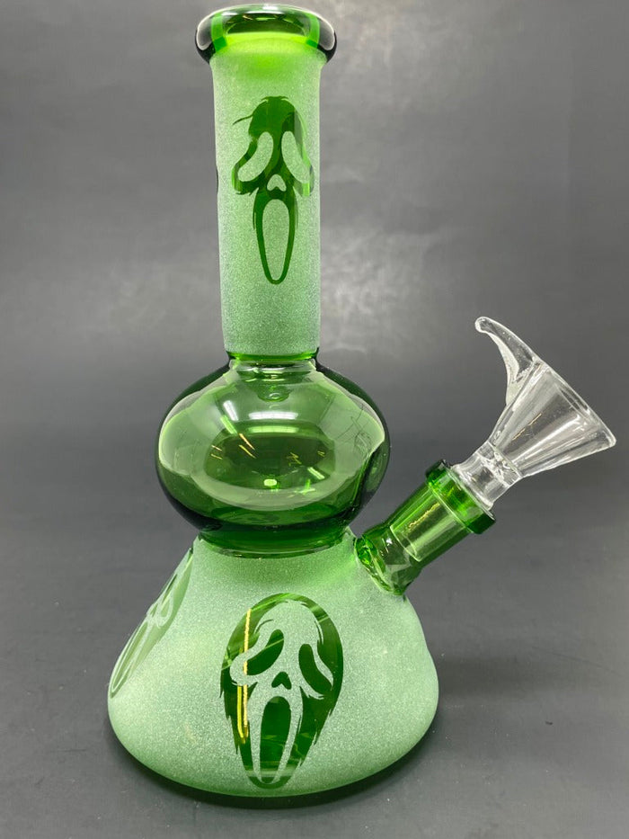 7" Green Ghost Face Bong StonedGenie.com
