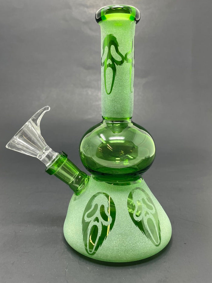 7" Green Ghost Face Bong StonedGenie.com