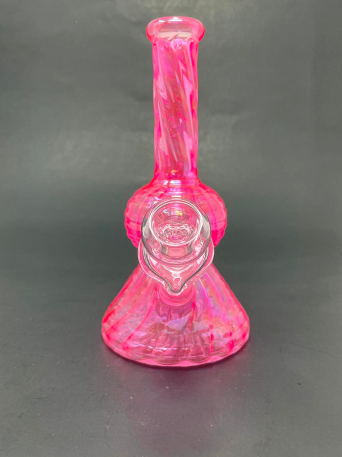 7" Neon Twisted Pink Bong w/ Heart Bowl StonedGenie.com