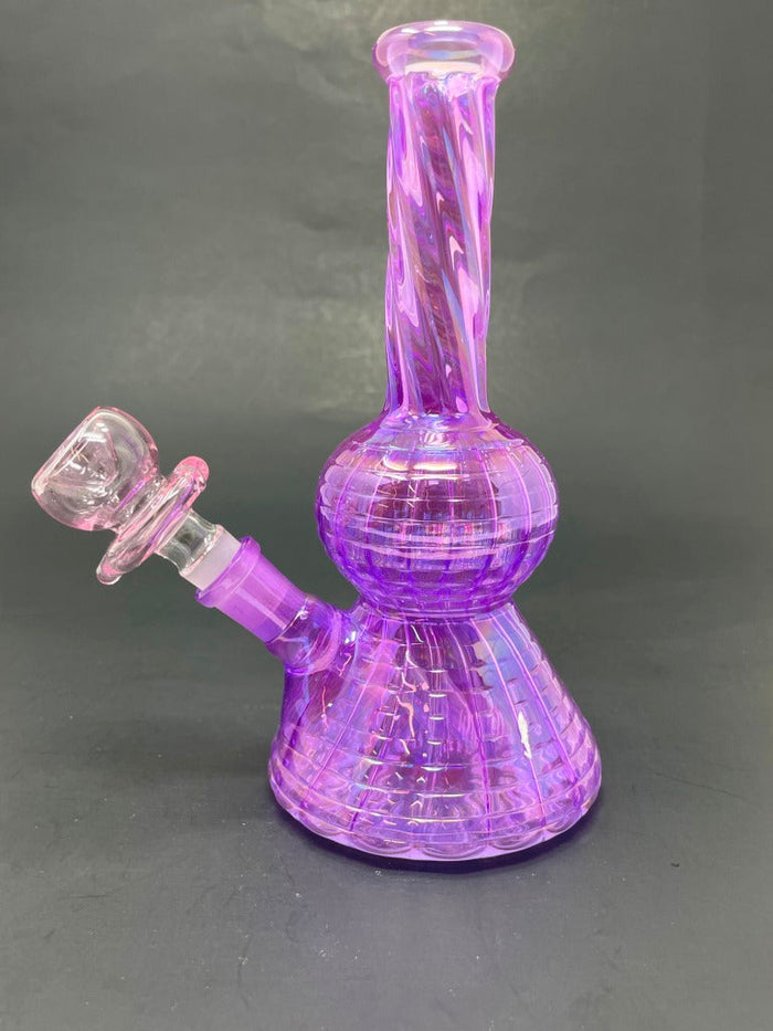 7" Neon Twisted Purple Bong w/ Heart Bowl StonedGenie.com