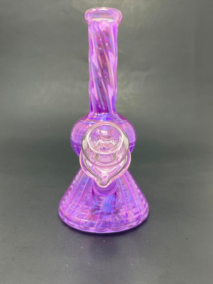 7" Neon Twisted Purple Bong w/ Heart Bowl StonedGenie.com