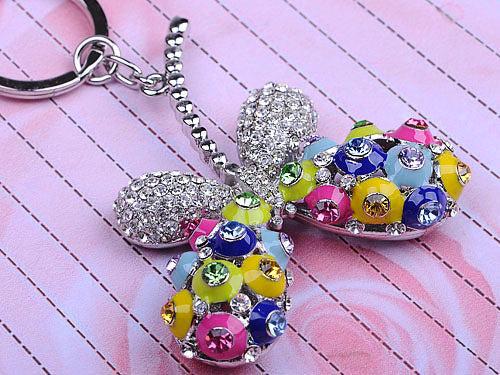 Colorful Dangle Beaded Enamel Butterfly Keychain