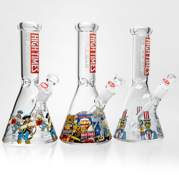 High Times x Pulsar Mini Beaker Bong front view
