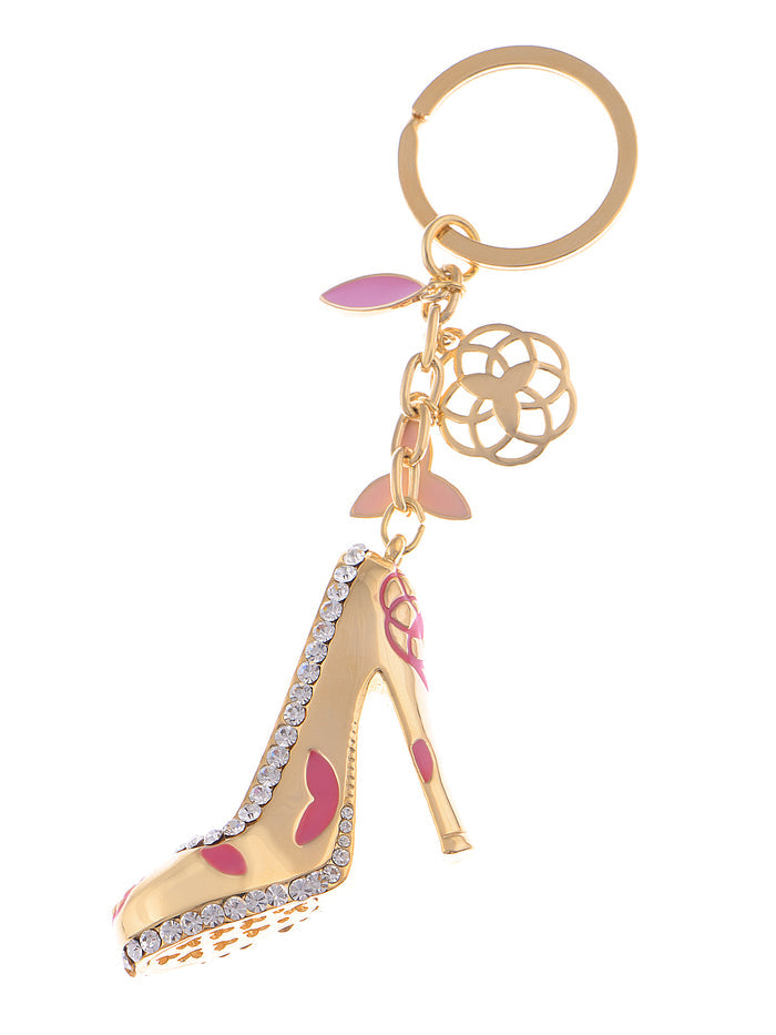 Pink Enamel Gold Stilleto Heel Shoe Keychain - ALILANG.COM