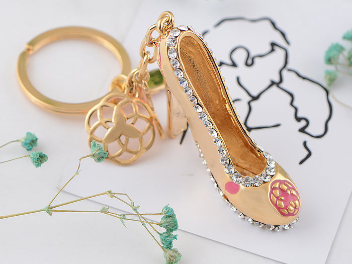 Pink Enamel Gold Stilleto Heel Shoe Keychain - ALILANG.COM